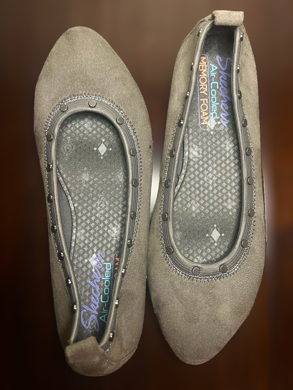 Brand New Women’s Gray “Suede” Studded Memory Foam Ballet Flat - 7.5